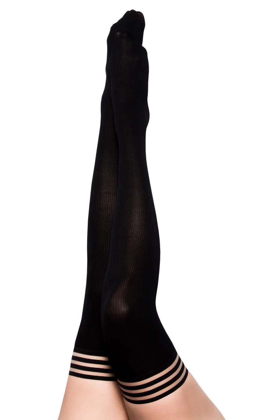 "Dana Lynn - Ribbed Thigh High - Size a - Black KX-1303A-BLK-A"