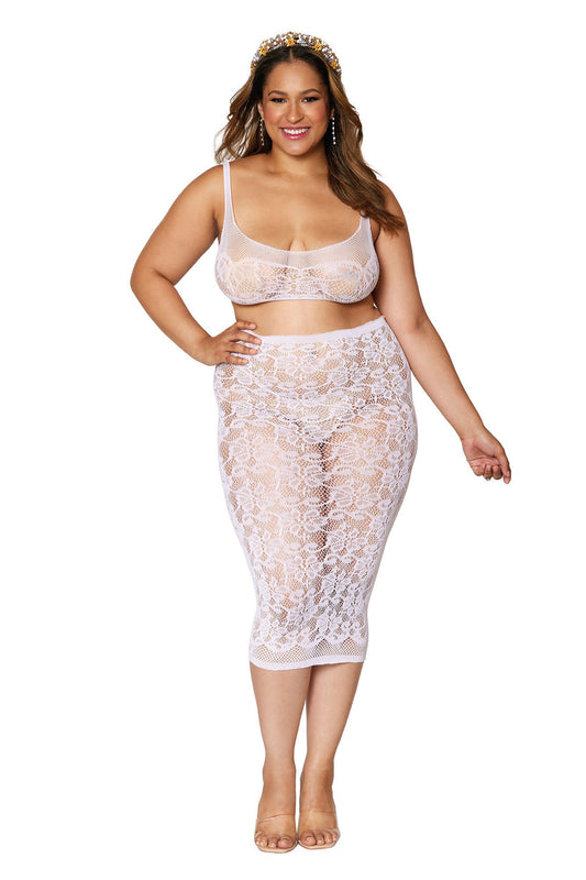"Bralette and Slip Skirt - Queen Size - White DG-12921WHTQ"