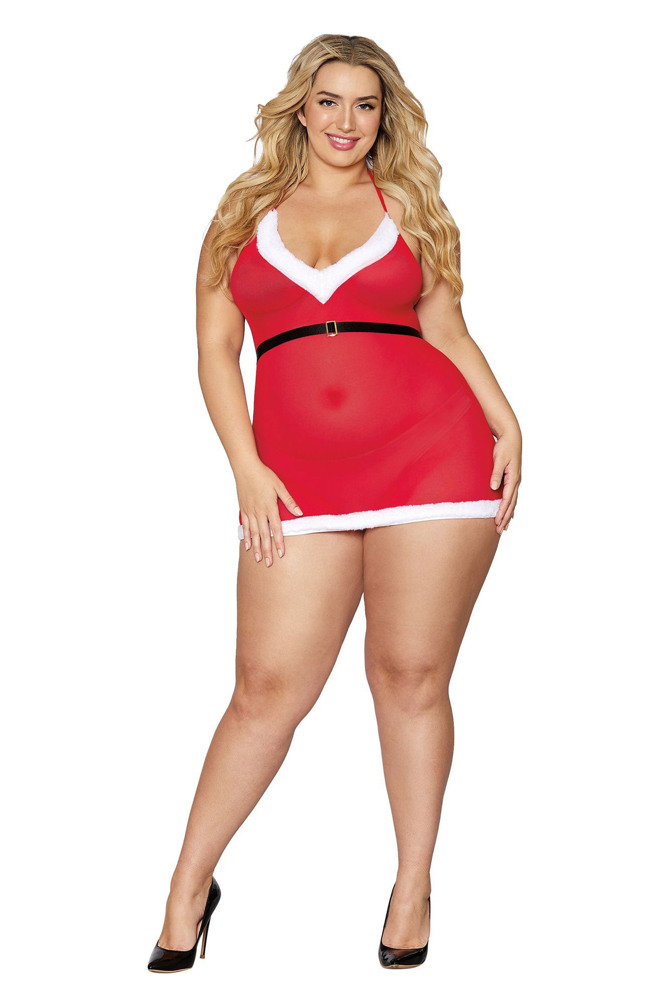 "Santa Baby Chemise - Queen Size - Lipstick Red DG-12676LRDQ"