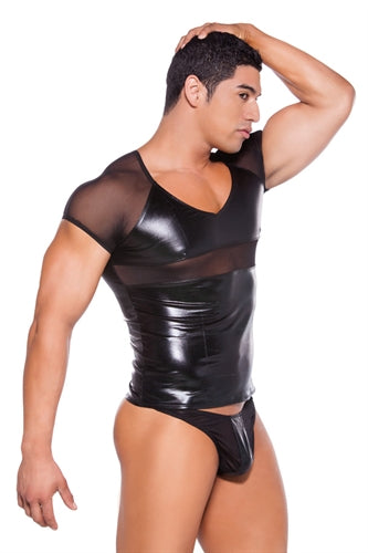 "Wet Look T-Shirt - One  Size - Black ALR-26-5602Z"