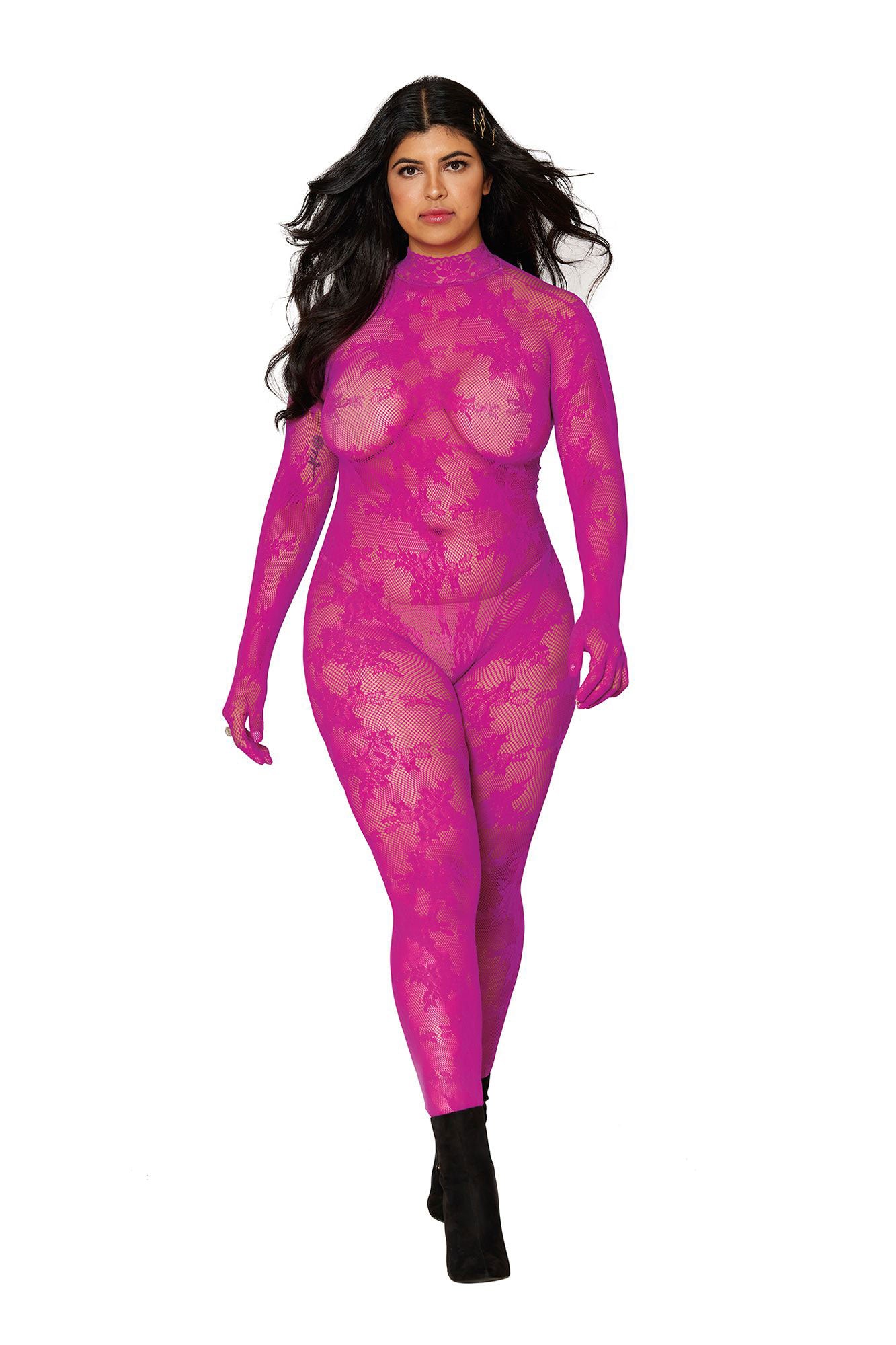 "Bodystocking With Finger Gloves - Queen Size - Azalea DG-0416AZAQ"