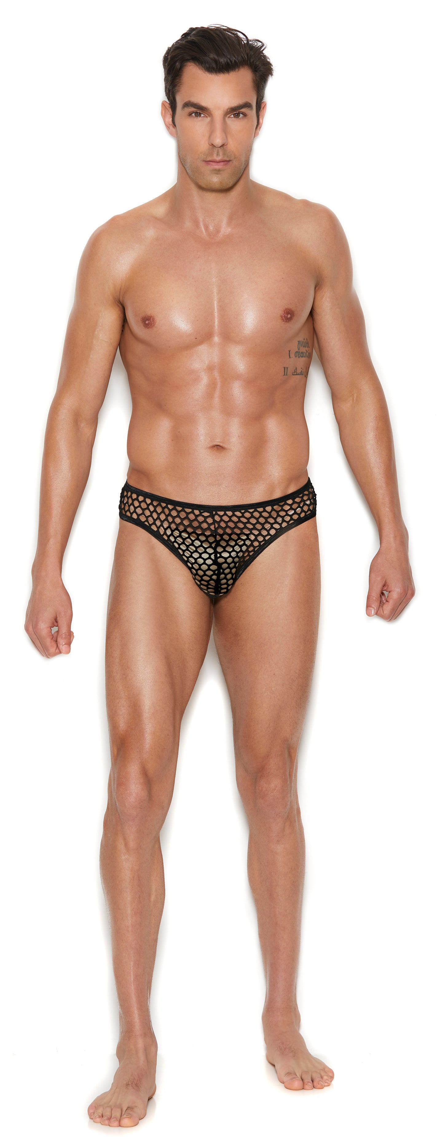 "Men's Fishnet Thong Back Brief - Large/xlarge - Black EM-82928BLKLXL"